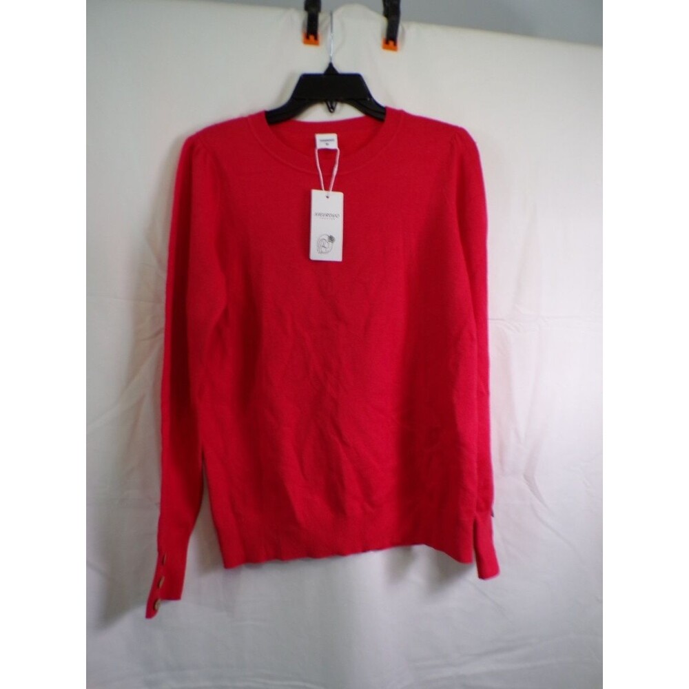 Xieerduo Women's Red Crewneck Pullover Sweater Size M Viscose Blend